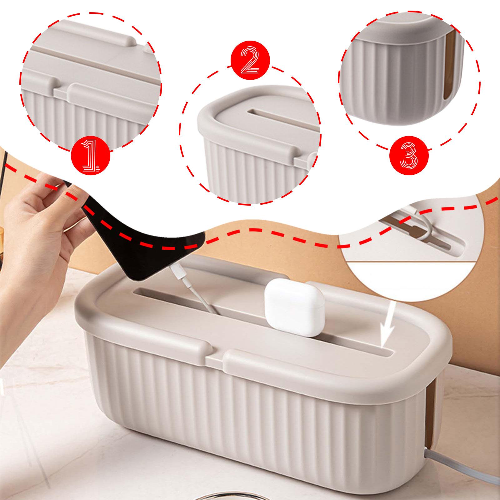 Fiocias Cables Management Box Cables Storage Hide Conceal Strips Sturdy Sleek Cord Hider Khaki