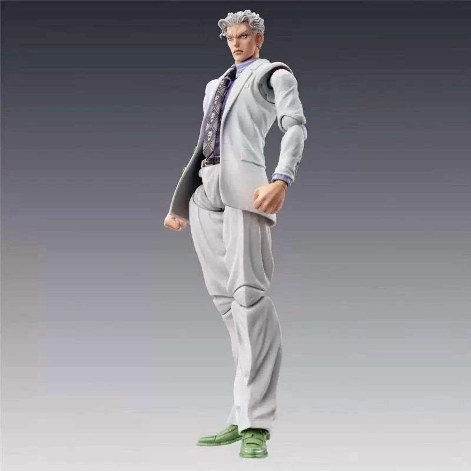 Kira Yoshikage Figure Standing Movable Suit Kira Yoshikage Action Figures 16cm/6.3inch PVC Character Figurine Model for Anime Fans Gift (White)