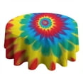 thumbnail image 4 of Colorful Tie Dye Mandala Pattern Round Tablecloth 60"x60",Wrinkle Wipeable Table Cloth for Kitchen Dining Room Picnic Patio Party, 4 of 6