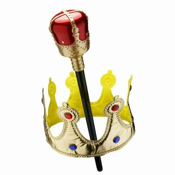 Royal Gold Crown & Scepter with Red Orb