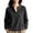 Black, variant on Hoodies for Women Trendy Crew Neck Loose High-neck Button-down Wool Sweatshirt with Thermal Pockets and Patchwork Black M