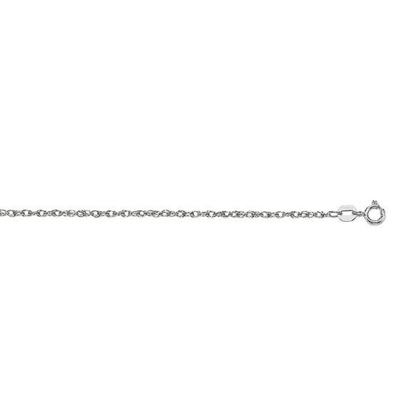 10k 18 Inch White Gold Shiny Sparkle-Cut Carded Rope Chain With Spring Ring Clasp Necklace