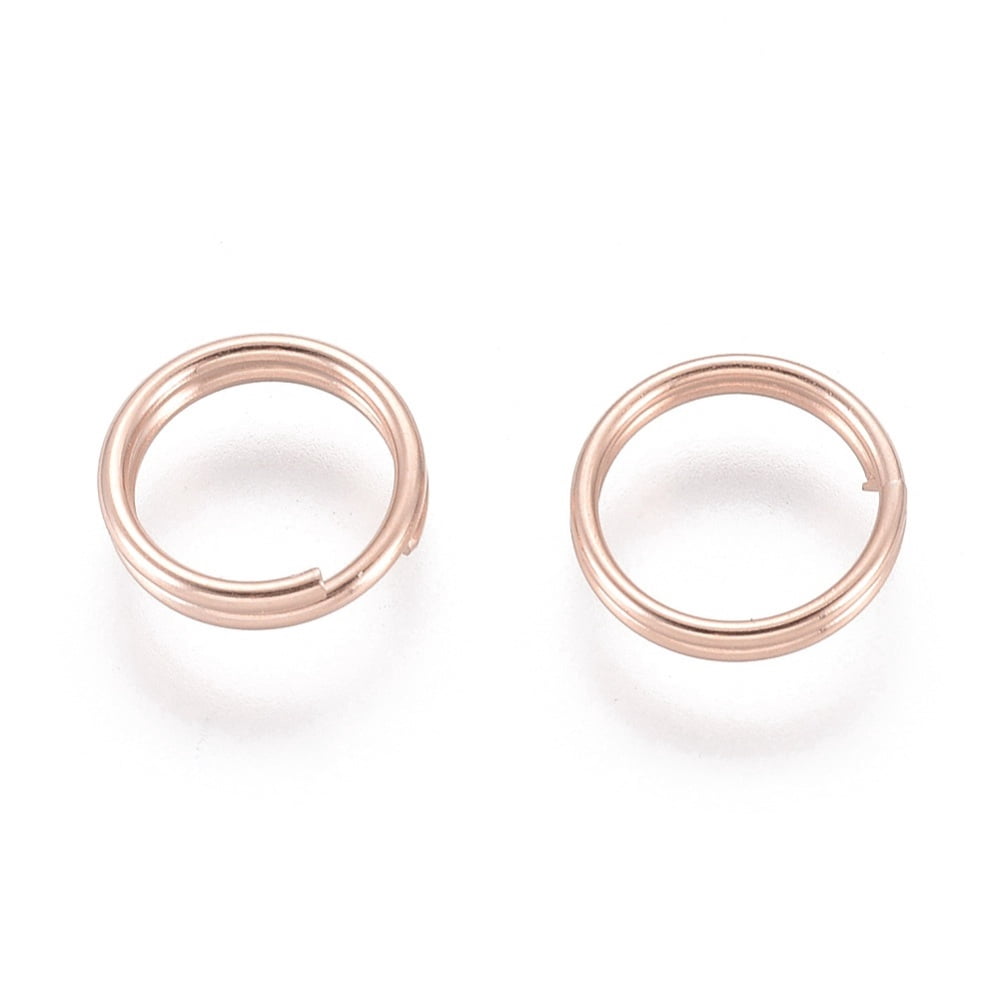 304 Stainless Steel Split Rings Double Loops Jump Rings Rose golden 7x1.3mm Inner Diameter: 5.5mm Single Wire: 0.65mm
