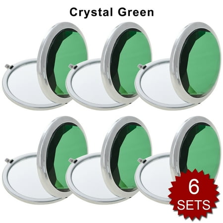 - GOGO 6 Sets/Pack Makeup Pocket Compact Mirror With Gift Box, Best Wedding Bridesmaid Gifts-Crystal Green 6SETS