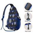 thumbnail image 3 of Sling Backpack,Blue Christmas Snowflake Pattern Sling Bag with Water Bottle Holder,Waterproof Sling Bag for Men/Women with Headphone Jack for Hiking,Travel, 3 of 6