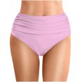 thumbnail image 2 of Women's Summer Solid Color Waist Length Pleated Beach Swim Trunks: Double Layered Triangle Design, Comfortable for Beach, 2 of 6