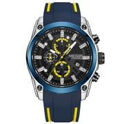 MEGIR Mens Watches Luxury Sports Wristwatch Luminous Date Quartz Chronograph Silicone Strap 2144
