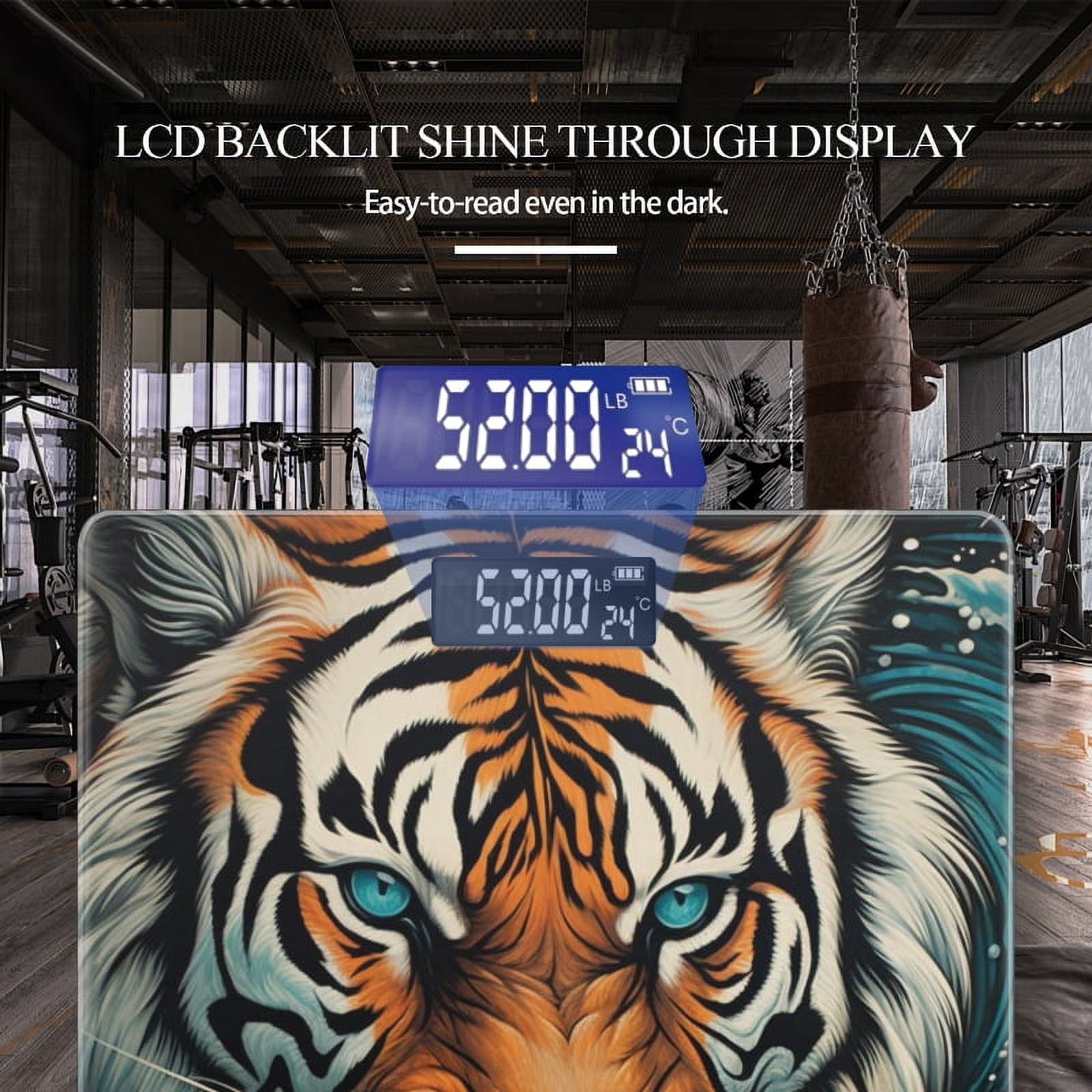 High Precision Body Weight Scale Smart Bathroom Scales with Large LCD Display(400lbs),Decorative for Bedroom-Fierce Tiger Emerges From The Sea