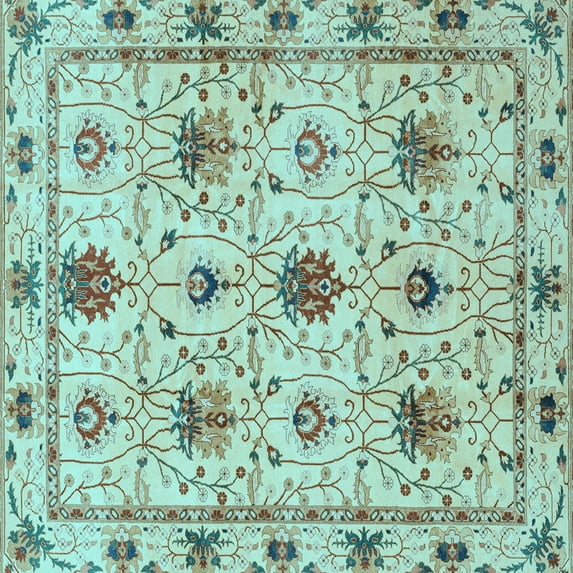 Ahgly Company Indoor Square Abstract Light Blue Modern Area Rugs, 4' Square