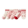 thumbnail image 2 of NAISIBABY Kids Girls Socks 5-Pack, Breathable Non Slip Cute Stretch Toddler Cotton Ankle Socks Red 9T, 2 of 3