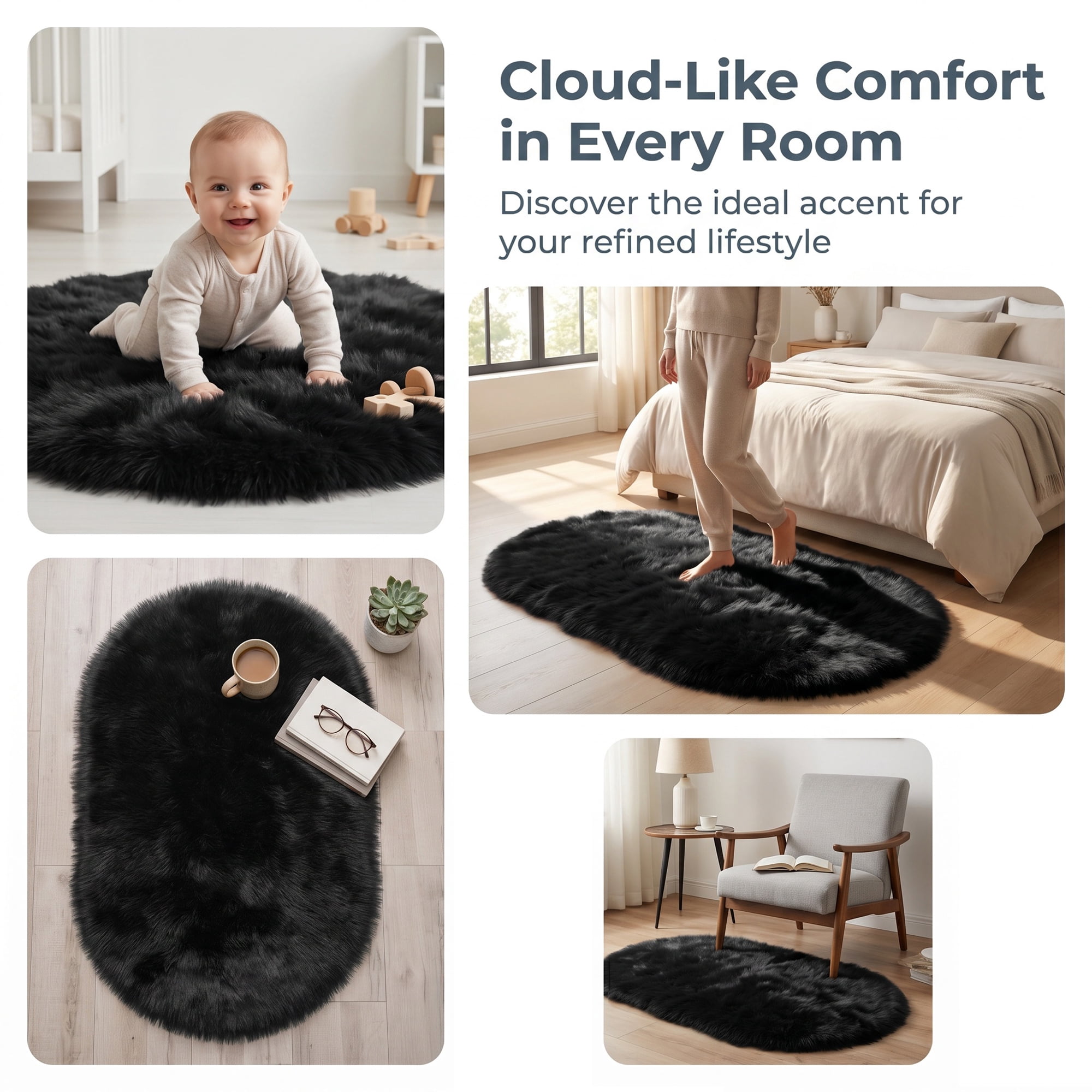 Unique Bargains Shaggy Area Rug Ultra Fluffy Non-Slip Fuzzy Carpet 32" x 20" Dark Gray