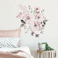 thumbnail image 3 of 2 uds acuarela rosa flor hojas decoración de fondo del hogar pegatinas removibles para pared, 3 of 5