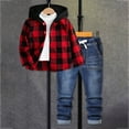 thumbnail image 2 of Zshosam Boys Clothes Sets Boys Sweatsuit Long Sleeve Color Block Hoodie Sweatshirt and Jogger Pants 2PC Sets Fall Clothes Size 3T 4T,(Red 3-4 Years), 2 of 4