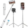 thumbnail image 1 of Selfie Stick, IBAOLE Portable 4 in 1 Bluetooth Selfie Stick, 360° Rotation Phone Tripod with Detachable Wireless Remote Shutter for Small Camera As GoPro, and iPhone & Smart Phones Selfie Stick-White, 1 of 9