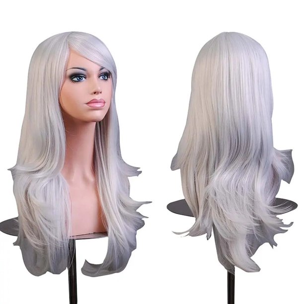 Pelucas onduladas para mujer, pelo largo ondulado de 28 ", resistente al calor, para Cosplay, con flequillo, verde, Arco Iris, corto