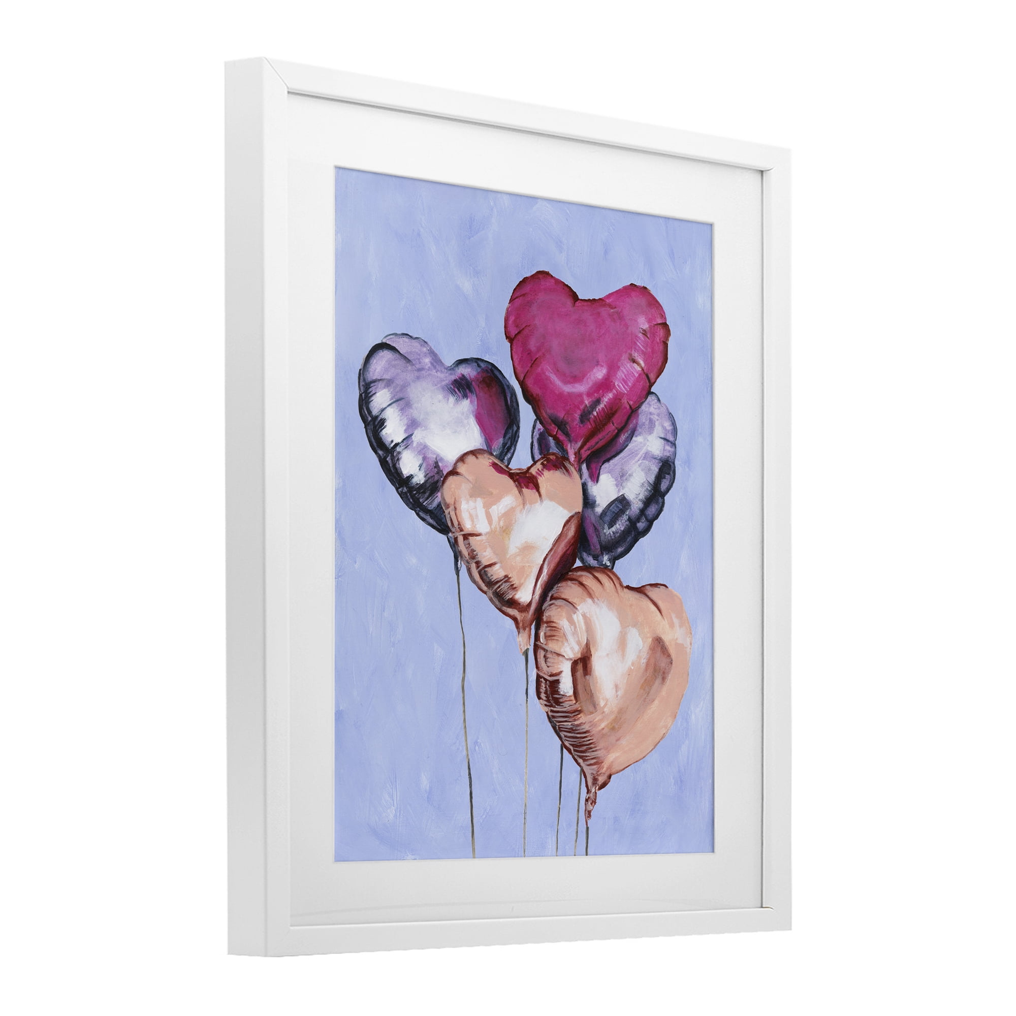 Stupell Industries Vibrant Heart Balloons White Framed Print Under Glass, design by Michael Willett