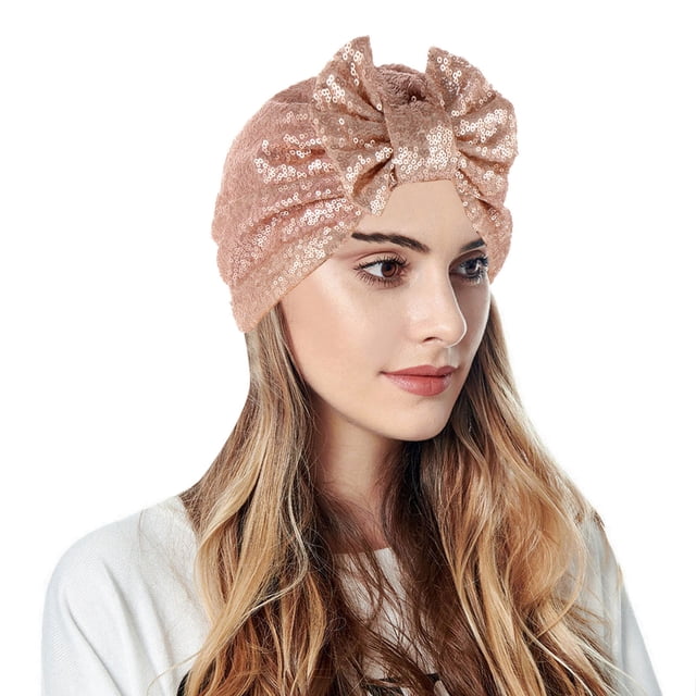 Turban Musulman pour Femmes Bonnet à Sequins Foulard de Tête Couvre-Chef