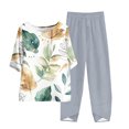 thumbnail image 2 of Qiopertar Ensemble Décontracté pour Femmes Col Rond Manches Courtes et Pantalon Impression Numérique Deux Pièces Liquidation Livraison Gratuite à Moins de 5$ jusqu'à 90 % de Réduction, 2 of 5