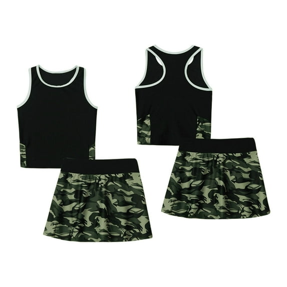 inhzoy Kids Girls Tennis Sleeveless Sport Tank And Skirt Set Golf Skirt Activewear