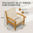 thumbnail image 3 of Premium Acacia Patio Wood Club Chairs Set of 2, Teak Finish Furniture Sets with Thick Cushion, 3 of 8