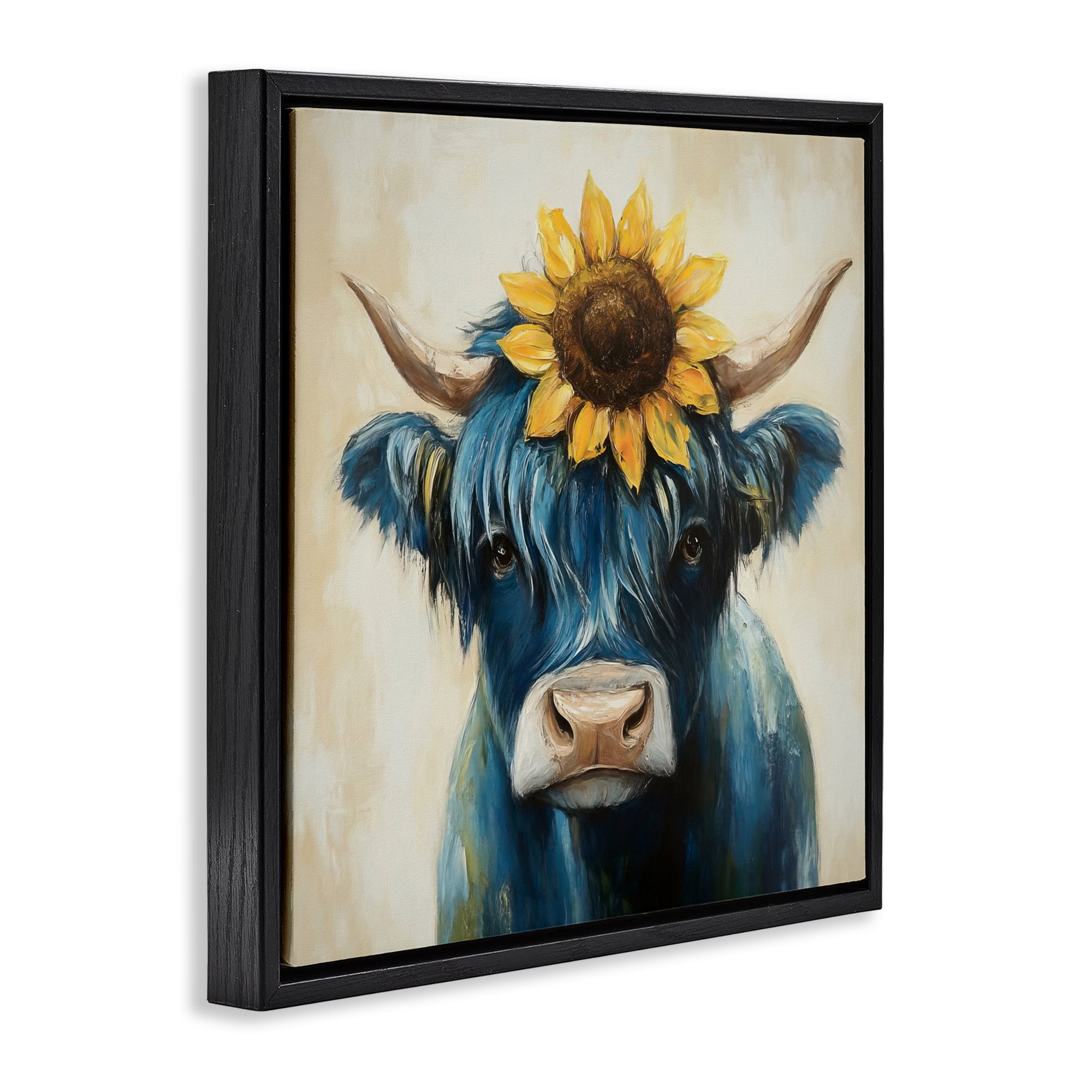 Stupell Industries Pastoral Sunflower Highland Black Framed Floater Canvas Wall Art, design by Tina LeCour