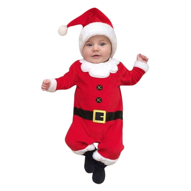 SNKSDGM New Trending My Items Baby Boys Girls Romper Jumpsuit Christmas Xmas Hat Outfits