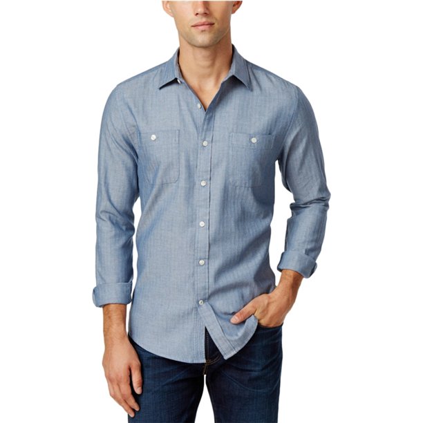 Camisa con Botones de espiga Tommy Hilfiger para hombre azul grande