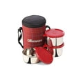 thumbnail image 1 of SOPL-OLIVEWARE Boîte à Lunch Absolue, 100% Étanche, 3 Récipients en Acier Inoxydable avec Couvercles Sans BPA (2x600ml & 450ml), Sac en Tissu - Rouge, 1 of 1