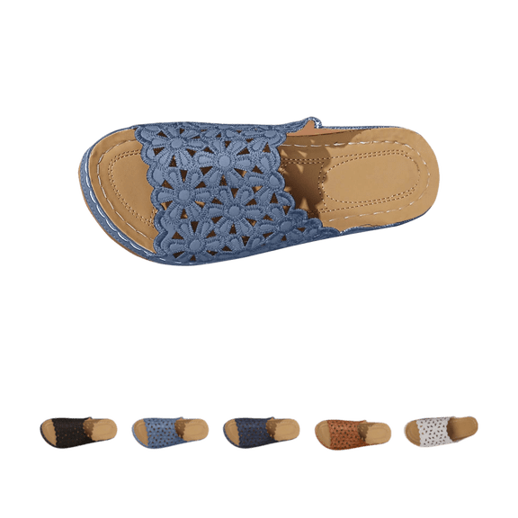 ATENAR Womens Sandals,Sandals Women,Casual,Slip-On,Wide,Wedge,Blue,6