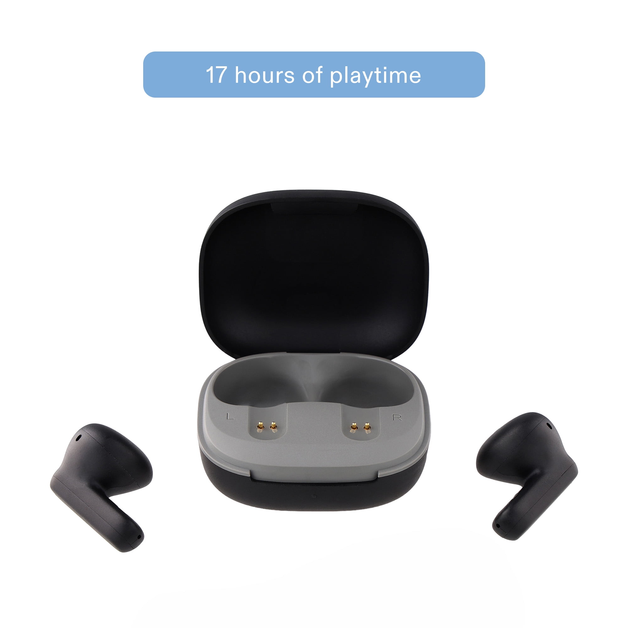 onn Mini Sticks Black Bluetooth Earbuds with Environmental Noise Canceling