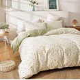 thumbnail image 2 of Duvet Cover Queen Size - 100% Washed Cotton Reversible Green Duvet Cover Set, 2 of 8