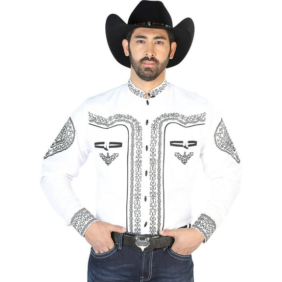 El Señor de los Cielos Charro Embroidery Shirt White/Black 126688