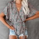thumbnail image 2 of Top de cárdigan de manga corta con estampado informal suelto de moda para mujer con correas Pompotops  qwe20544, 2 of 6