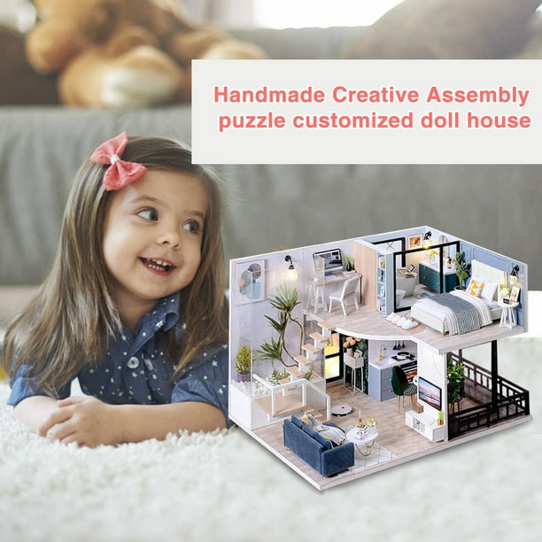 Kit de juguetes de casa de muñecas DIY Hut casa de Tmvgtek muñecas en miniatura de madera 3D hecha a mano de princesa juguetes para niños regalos de cumpleaños