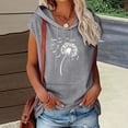 thumbnail image 3 of cocolona Womens Sleeveless Printed Pullover Hoodie Drawstring Trendy Casual Solid Color Sweatshirt with Pocket, 3 of 6