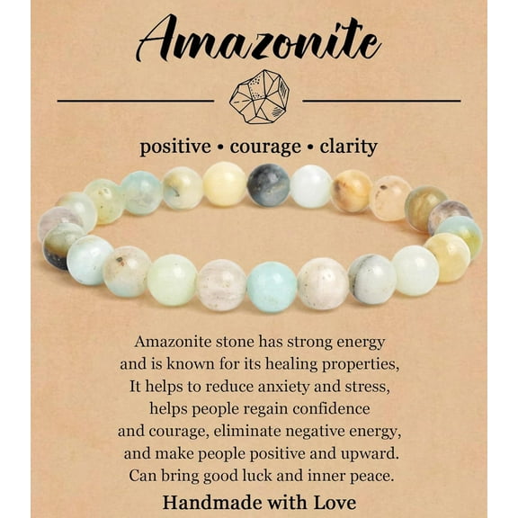 Natural Stone Bracelet for Women Men - 8MM Semi-Precious Gemstone Beaded Bracelet Healing Crystal Stretch Bracelet Yoga Bracelets Jewelry Gifts