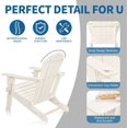 thumbnail image 2 of VINGLI Plastic Adirondack Chairs Set of 2, Folding with Cup Holder, Waterproof HDPE Material, Comfortable 380lb Weight Capacity for Outdoor Pool Patio Lounge Chair Lawn Furniture Firepit (White), 2 of 7