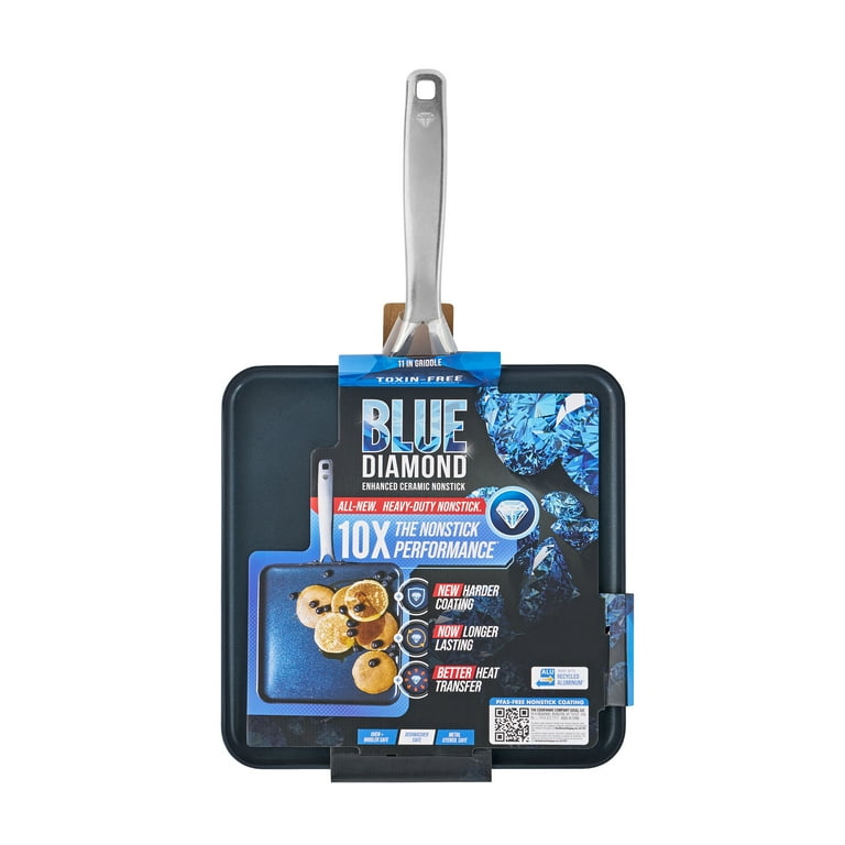 Blue Diamond 11″ Ceramic Nonstick Griddle – Toxin-Free, Dishwasher