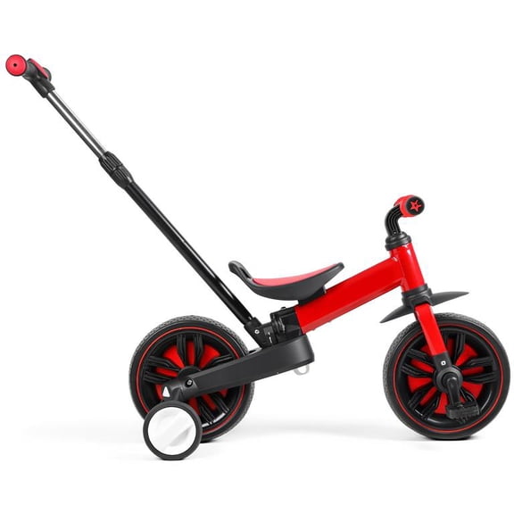 Tricycle for Toddlers 2-5 Years Old, 6 in 1 Foldable Push Bike with Training Wheels,Pedals,Kickstand, Brakes,Toddler Balance Bike with Push Handle for Boys and Girls (Red)