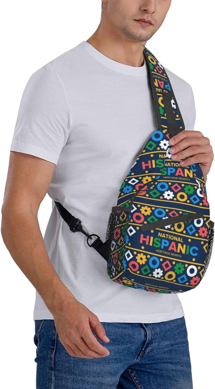 Mes Nacional De La Herencia Hispana Hispanic Heritage Month Sling Bag Crossbody Hiking Travel Chest Bags Backpack Shoulder Daypack for Women Men