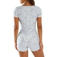 thumbnail image 3 of xiaxaixu Combinaison Femme, Manches Courtes Col en V Imprimé Floral Boutons Printemps Été Short, 3 of 10
