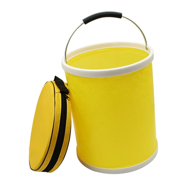 Cubo de lona plegable de 13L, plegable, para pesca al aire libre, Camping, lavado de coches Amarillo kusrkot Cubo para lavado de pesca en coche