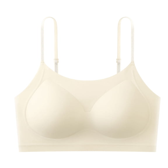 Bosfbaoi Women's Seamless Wireless Thin Strap Bra, Scoop Neck Support Bralette, Comfy Everyday Wear for Women, Sizes L-XXL