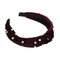 Unique Bargains 1 Pc Bling Twisted Faux Pearl flannelette Headband Headwear Hairband for Women 1.2 Inch Wide Wine Red
