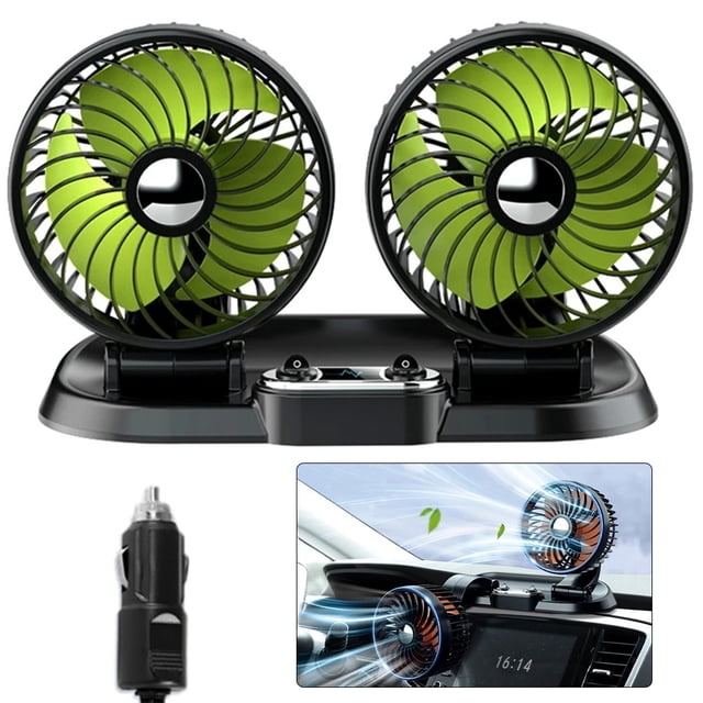 BUYISI 1Pc For 360 Degree Rotation 2Speed Cooling Cooler Usb 5V 12V 24V Double Head Car Fan 12V