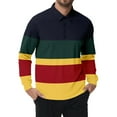 thumbnail image 3 of Mens Polo Shirts Striped Casual Button Down Collared Long Sleeve Tops Fall Loose Fit Comfy Breathable T Shirts for Man, 3 of 3