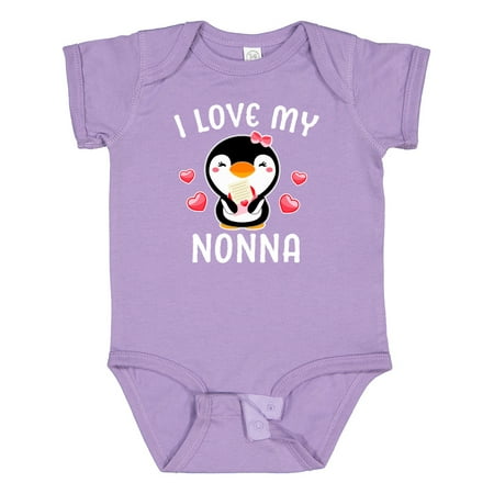 

Inktastic I Love My Nonna with Cute Penguin and Hearts Gift Baby Girl Bodysuit