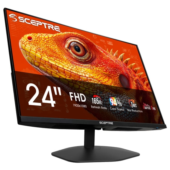 New! Sceptre 24-inch Prime Gaming Monitor DisplayPort x2 165Hz HDMI x2 165Hz Build-in Speakers, Machine Black 2027 (E248B-FW165T series)