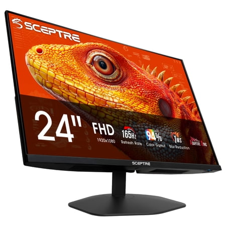 New! Sceptre 24-inch Prime Gaming Monitor DisplayPort x2 165Hz HDMI x2 165Hz Build-in Speakers, Machine Black 2027 (E248B-FW165T series)