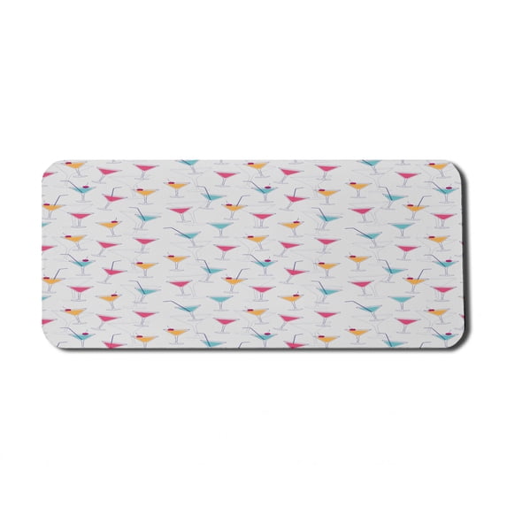 Party Computer Mouse Pad, Continuous Pattern Illustration of Colorful Alcoholic Drinks and Cocktails, Rectangle Non-Slip Rubber Mousepad X-Large, 35" x 15", Pale Taupe Multicolor, by Ambesonne